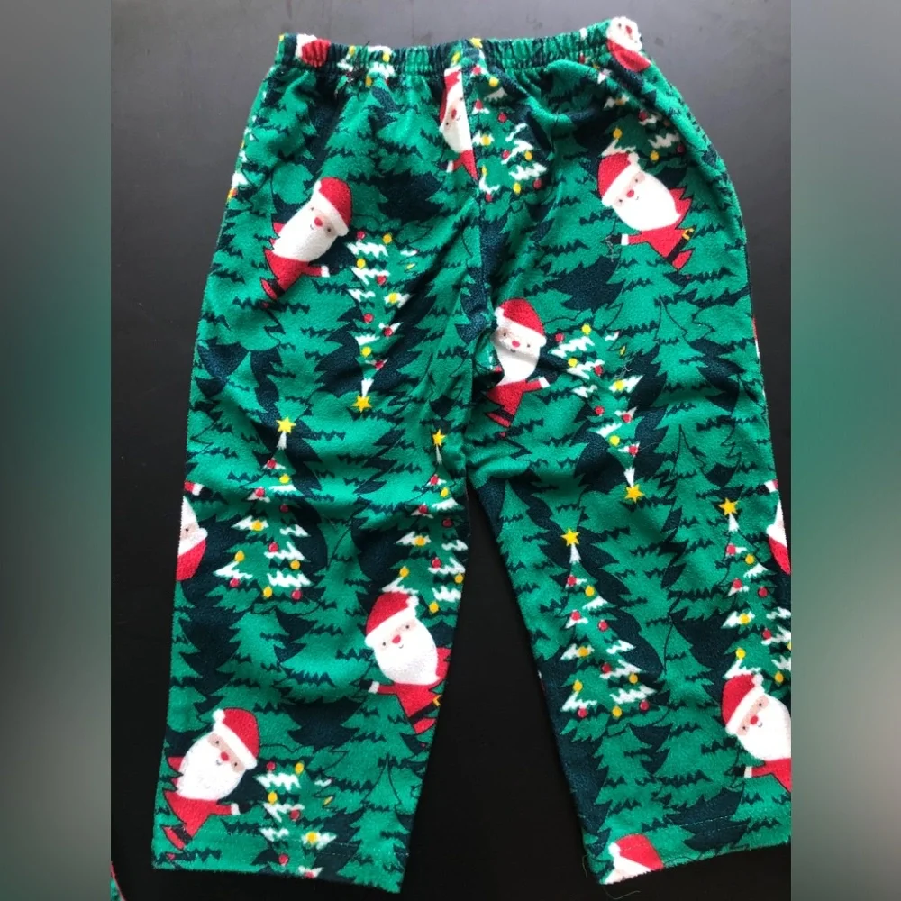 Carter's 2T Green Santa & Tree Holiday Pajama Set